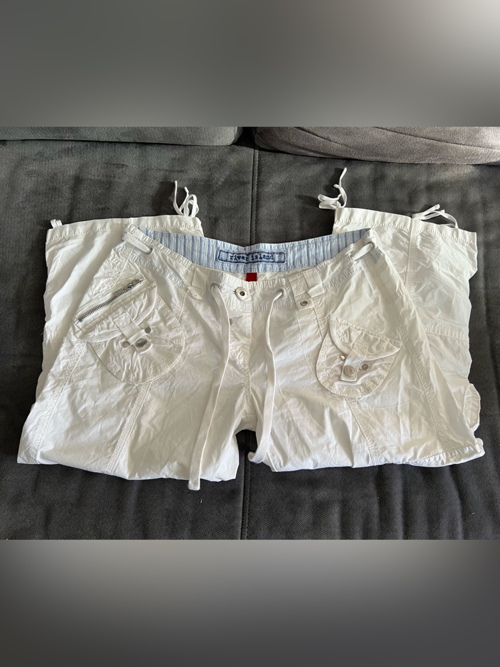 River Island White Cargo Drawstring Shorts